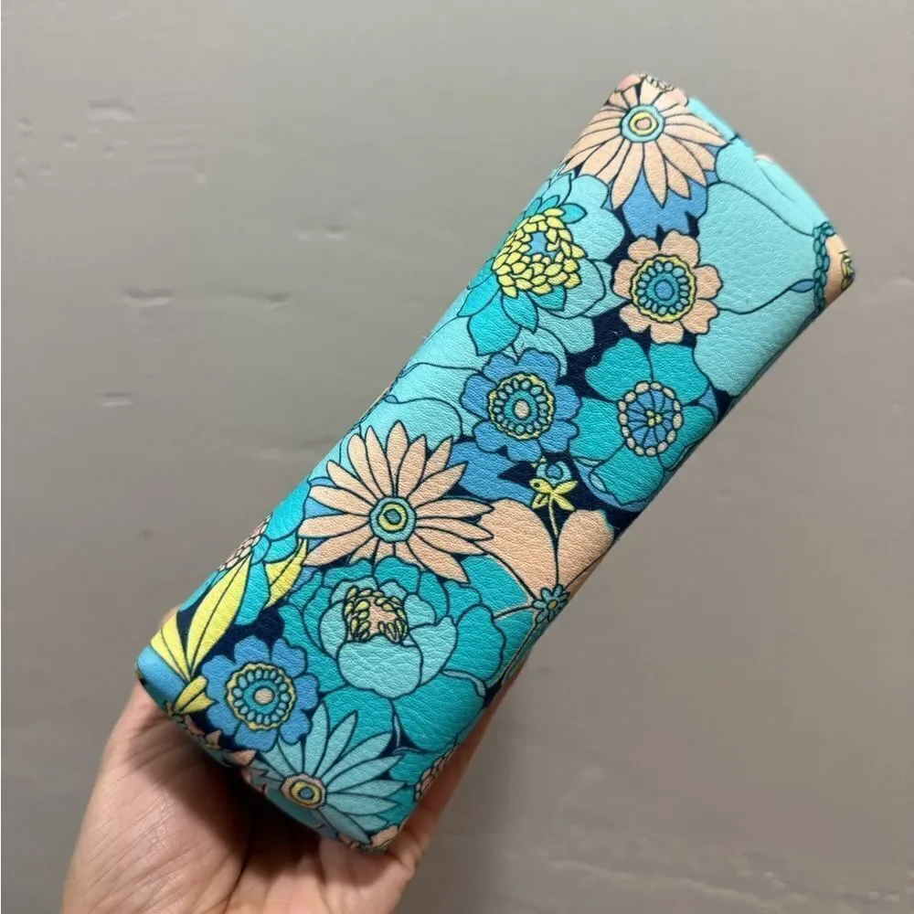 Floral Print Handmade Cowhide Kisslock Clutch/Wristlet/Phone Pouch/Crossbody